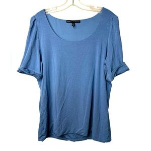 White House Black Market Blue Scoop Neck Top Women’s XL Short Sleeve Rayon Blend
